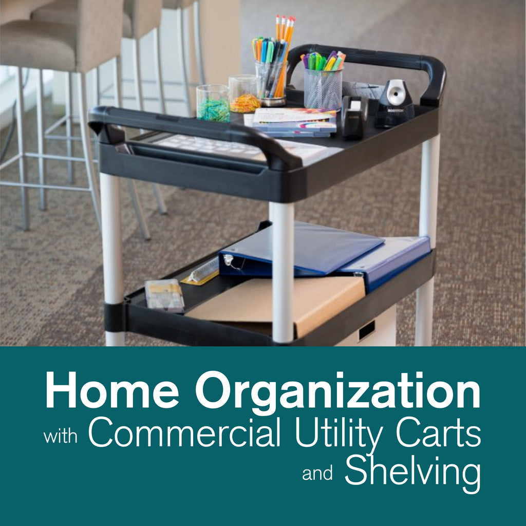 Organisation de la maison avec des chariots utilitaires commerciaux et des étagères