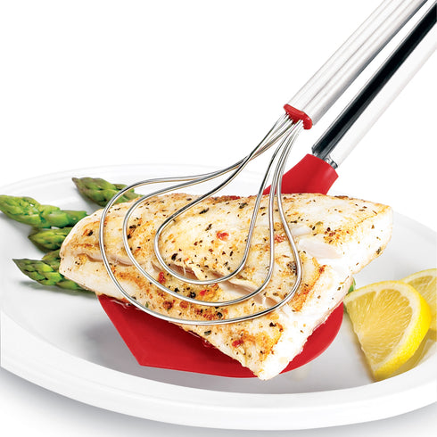 Cuisipro Fish Tongs, 14.5", Red Silicone