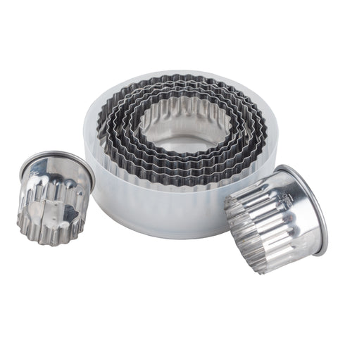 Gobel 8 Piece Round Fluted Pastry Cutter Set, Stainless Steel