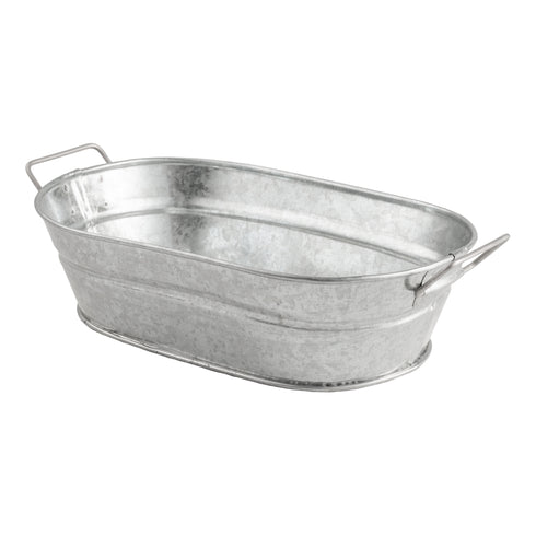 American Metalcraft Galvanized Serving Tub, Oval, 32 oz