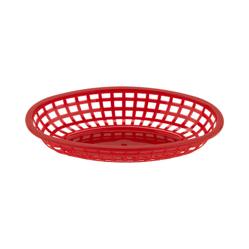 G.E.T. Oval Basket, 9.5" x 6" x 2", Red Plastic (36-pack)