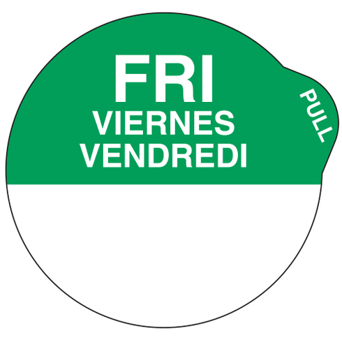 Écolab | Étiquette SuperRemovable Peel EZ Day, 1", anglais/français/espagnol (paquet de 1 000)