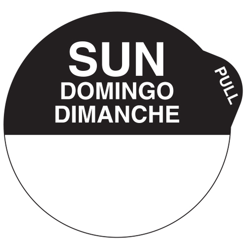 Écolab | Étiquette SuperRemovable Peel EZ Day, 1", anglais/français/espagnol (paquet de 1 000)