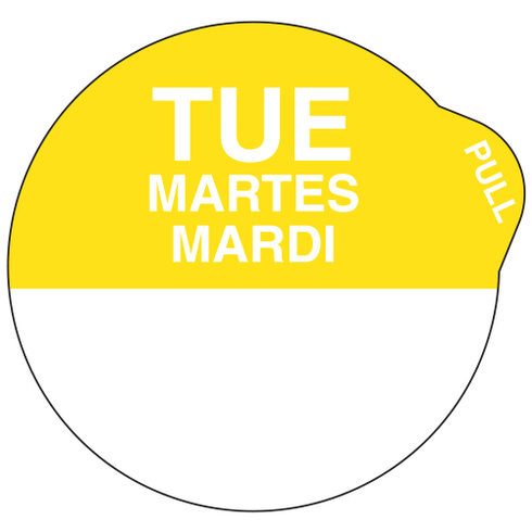 Écolab | Étiquette SuperRemovable Peel EZ Day, 1", anglais/français/espagnol (paquet de 1 000)