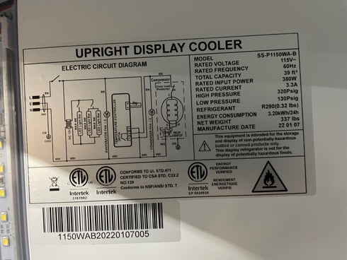 EFI C2S-45GD Double Sliding Glass Door Merchandiser Refrigerator, 115V, SCRATCH & DENT FINAL SALE