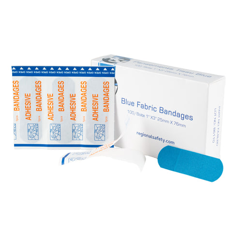 Sécurité régionale | Bandages, 1" x 3", bleus (paquet de 100)