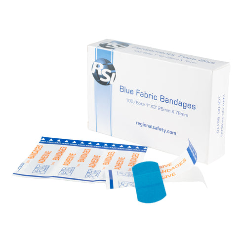 Sécurité régionale | Bandages, 1" x 3", bleus (paquet de 100)