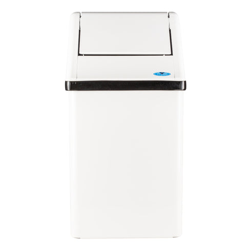 Advantage Free Standing Swing Top Garbage Bin, 12 gal, Steel, White