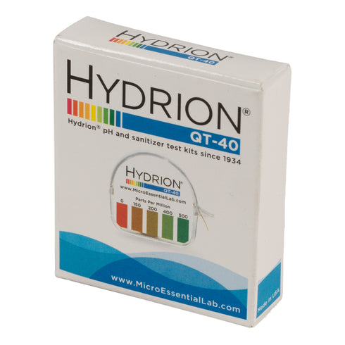 Laboratoire Micro Essentiel | Hydrion QT-4 - Rouleau de papier de test quaternaire, 0-500 ppmPapers, 0-500PPM