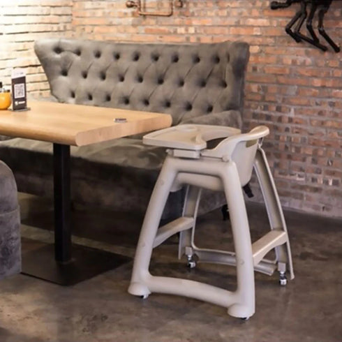 Globe High Chair with Wheels and Tray, Beige, Plastic