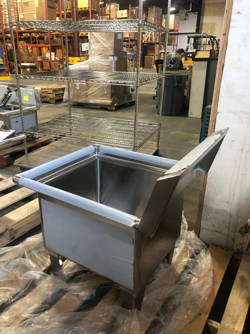 Tarrison TA-CDS118-KIT-SPEC Single Compartment Corner Drain Sink, 21" x 18" x 13" Bowl Size, Stainless Steel, SCRATCH & DENT FINAL SALE