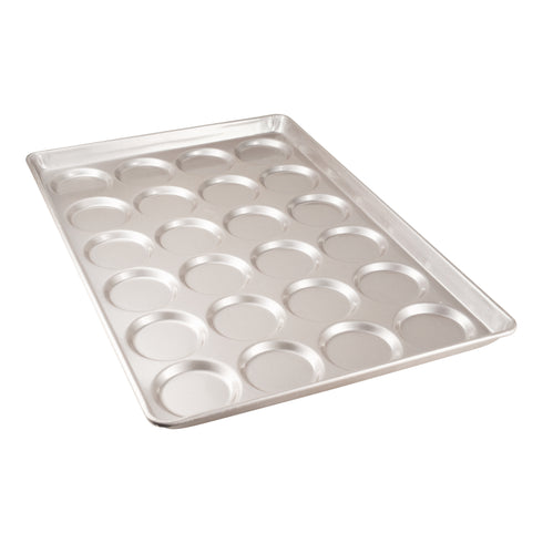 Chicago Metallic Hamburger Bun Pan, 24 x 3.75" Diameter Moulds, Glazed Aluminized Steel
