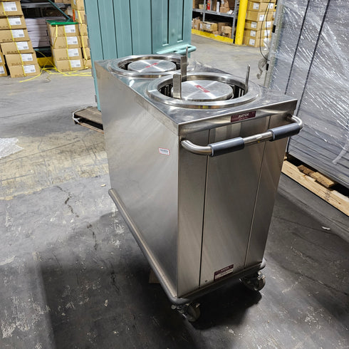 Hatch 2ATM-M1734 Adjustable 2 Compartment Round Dish Dispenser, Holds 10" to 12" Diameter, Stainless Steel, SCRATCH & DENT FINAL SALE