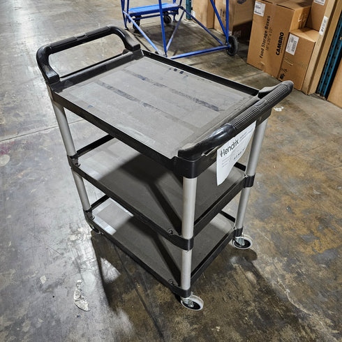 Rubbermaid 3 Shelf Utility Cart, 200lb, Black, Unit 1, SCRATCH & DENT FINAL SALE