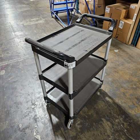 Rubbermaid 3 Shelf Utility Cart, 200lb, Black, Unit 1, SCRATCH & DENT FINAL SALE