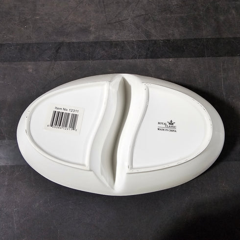 Tap Phong Royal Classic Two Compartment Bowl, White Ceramic, FINAL SALE