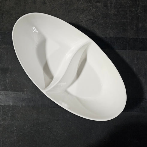 Tap Phong Royal Classic Two Compartment Bowl, White Ceramic, FINAL SALE