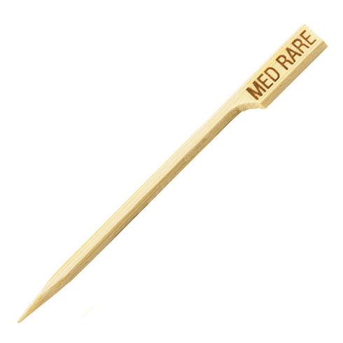 Tablecraft Bamboo Pick for Steak, Med Rare Imprint, 3 1/2" (100-pack)