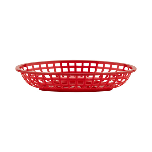 G.E.T. Oval Basket, 9.5" x 6" x 2", Red Plastic (36-pack)