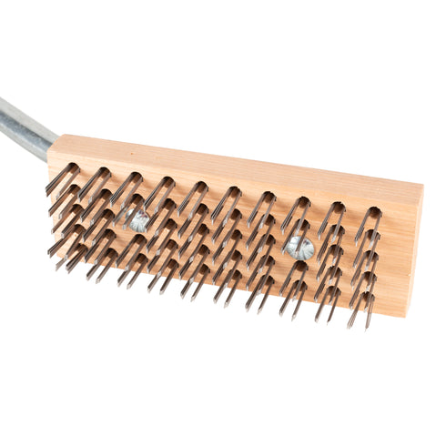 Brosses Felton | Brosse de nettoyage pour gril à long manche incurvé, poils plats en acier