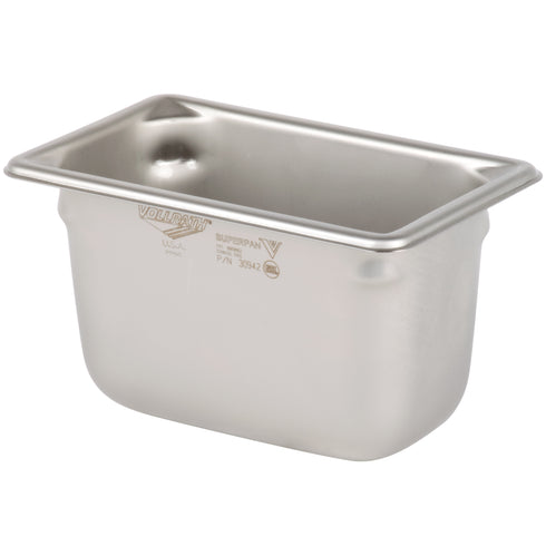 Vollrath Super Pan V 1/9 Size Food Pan, 22 Gauge Stainless Steel