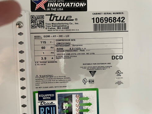 True GDM-41-HC-LD Glass Double Sliding Door Merchandiser Refrigerator, Black, SCRATCH & DENT FINAL SALE