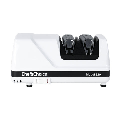 Chef'sChoice Model 320 FlexHone/Strop Electric Knife Sharpener, 2 Stages, 20 Degree Edges, White, 120V