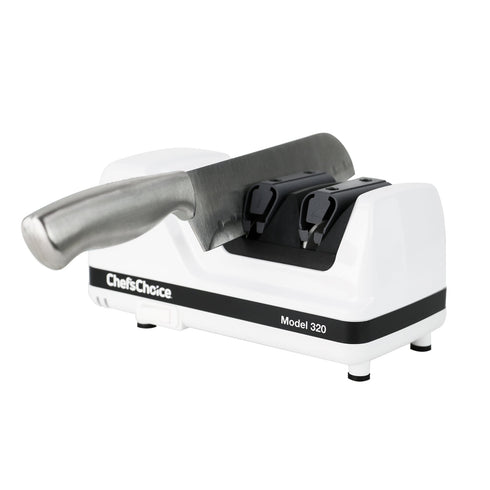 Chef'sChoice Model 320 FlexHone/Strop Electric Knife Sharpener, 2 Stages, 20 Degree Edges, White, 120V