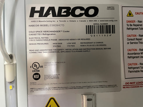 Habco ESM28HCTD Single Glass Door Merchandising Refrigerator, 30", SCRATCH & DENT FINAL SALE