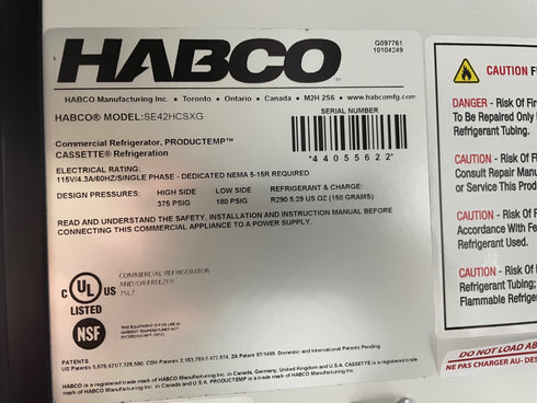 Habco SE42HCSXG Dependable Series Refrigerator, Double Glass Sliding Doors, 42 CuFt, Unit 3, SCRATCH & DENT FINAL SALE