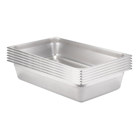 SignatureWares Full Size Food Pan, 4" Deep, 24 Gauge Stainless Steel (6-pack)
