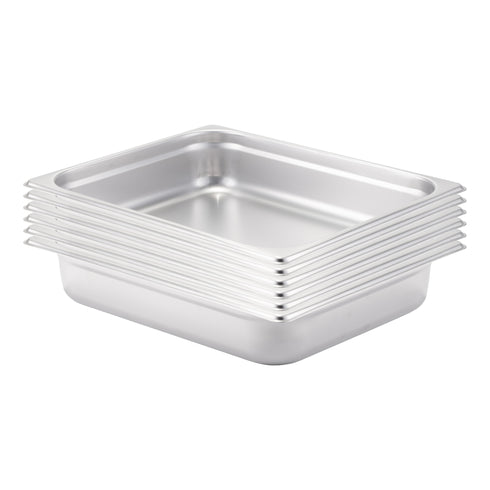 SignatureWares Half Size Food Pan, 2 1/2" Deep, 24 Gauge Stainless Steel (6-pack)