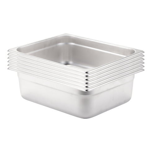 SignatureWares Half Size Food Pan, 4" Deep, 24 Gauge Stainless Steel (6-pack)