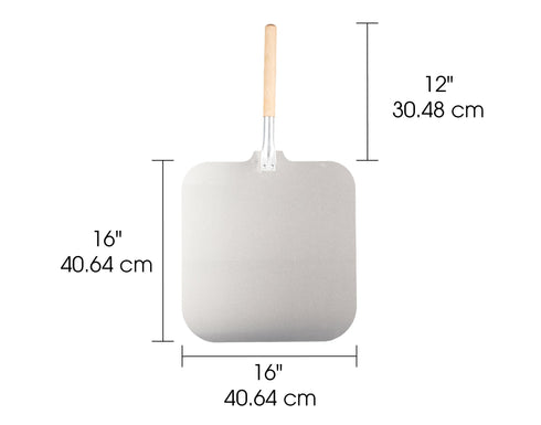 Articles de signature | Pelle à pizza, lame 16" x 16", manche 12", aluminium/bois