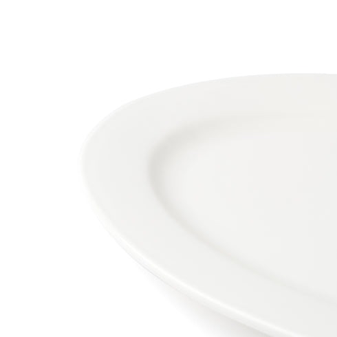 Browne Foundation Oval Wide Rim Plate, 11.75" x 8.5", White (12-pack)