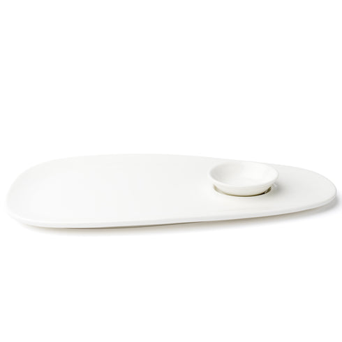 Browne / Assiette ovale modèle Foundation avec insertion, blanc, 13.25" x 7.5", (paquet de 12)