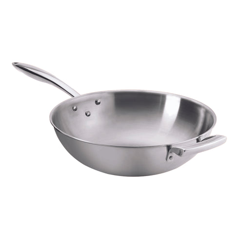 Browne | Wok à trois épaisseurs Thermalloy, 12", acier inoxydable