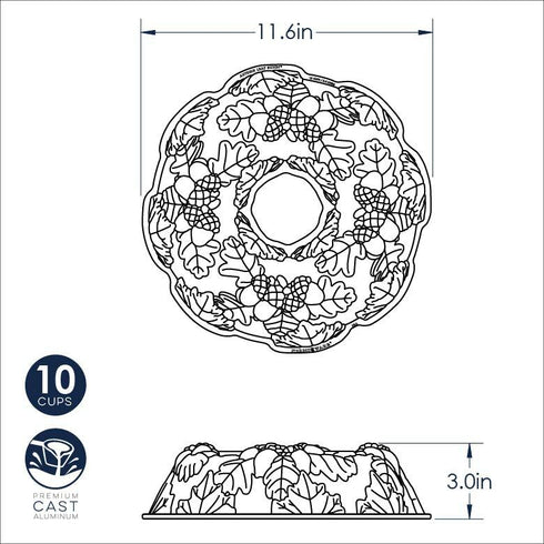 Nordic Ware Autumn Wreath Bundt Pan, 10 Cup, Cast Aluminum, Bronze Finish, FINAL SALE