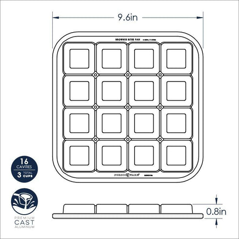 Nordic Ware Brownie Bites Pan, 16 Cavities, 3 Cup, Cast Aluminum, FINAL SALE