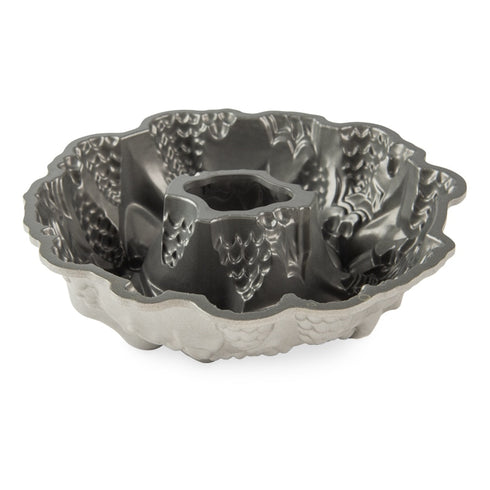 Nordic Ware Holiday Wreath Bundt Pan, 9 Cup, Cast Aluminum, Sparkling Silver Finish, FINAL SALE