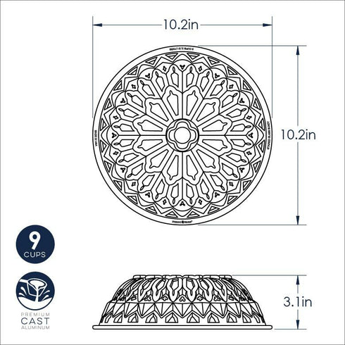 Nordic Ware Stained Glass Bundt Pan, 9 Cup, Cast Aluminum, Sparkling Silver Finish, FINAL SALE