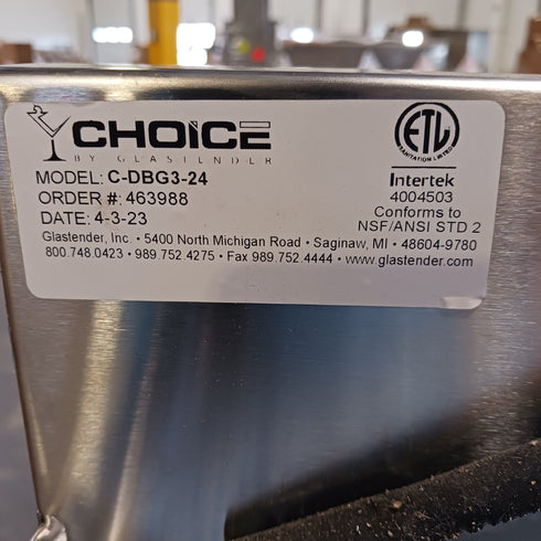 Glastender Choice Drainboard for Glass Racks, 2 Rack Slides, 24", Stainless Steel, SCRATCH & DENT FINAL SALE