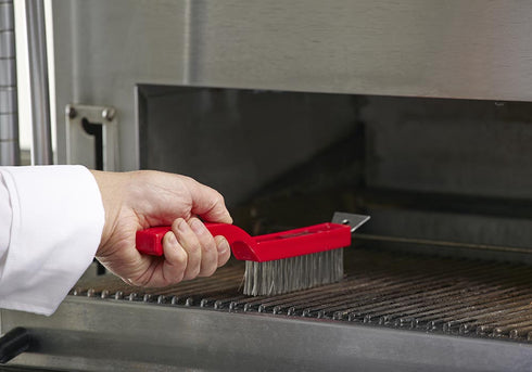 Maître cuisinier | Brosse à gril, poils en acier inoxydable, manche en plastique