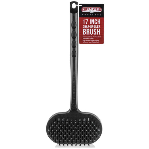 Maître cuisinier | Brosse et grattoir pour barbecue à charbon, double manche, 17"