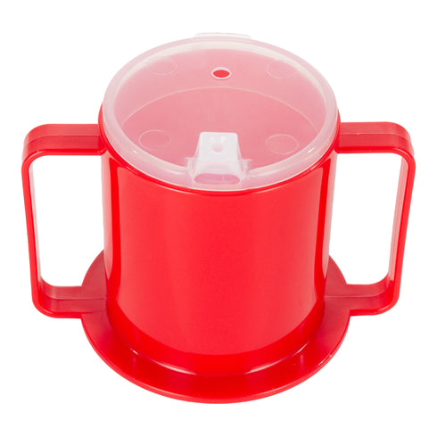 BIOS | Tasse à deux poignées avec 2 couvercles, 8 oz, rouge