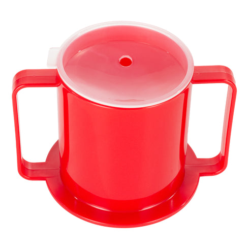 BIOS | Tasse à deux poignées avec 2 couvercles, 8 oz, rouge