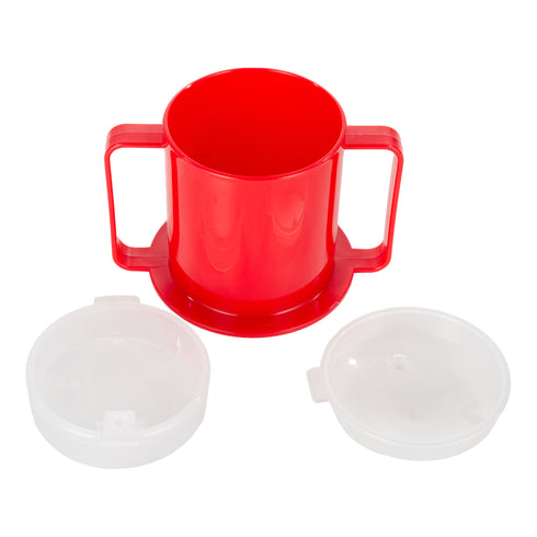 BIOS | Tasse à deux poignées avec 2 couvercles, 8 oz, rouge