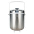 Service Ideas Round Double Wall Ice Bucket with Lid & Tongs, Plastic Liner, 1.5 L, Stainles Steel