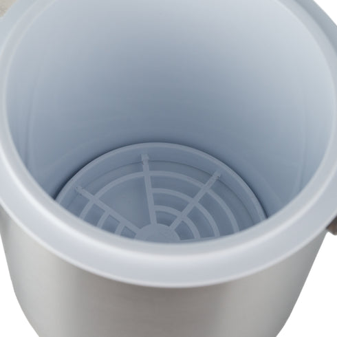 Service Ideas Round Double Wall Ice Bucket with Lid & Tongs, Plastic Liner, 1.5 L, Stainles Steel