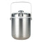 Service Ideas Round Double Wall Ice Bucket with Lid & Tongs, Plastic Liner, 1.5 L, Stainles Steel